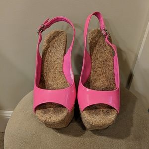 Hot pink wedges